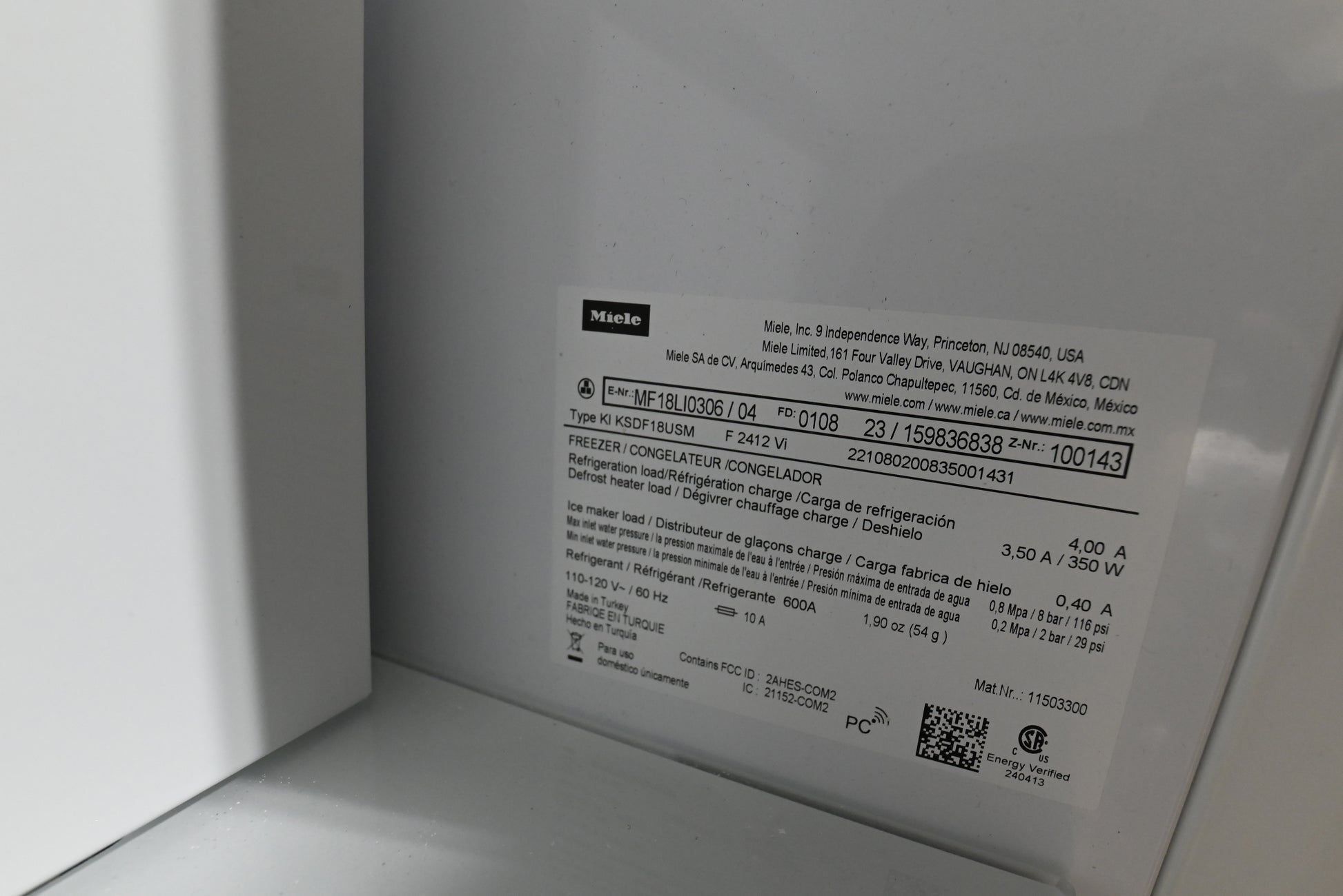 Miele F 2412 Vi 18" Stainless Steel Paneled All Freezer Column