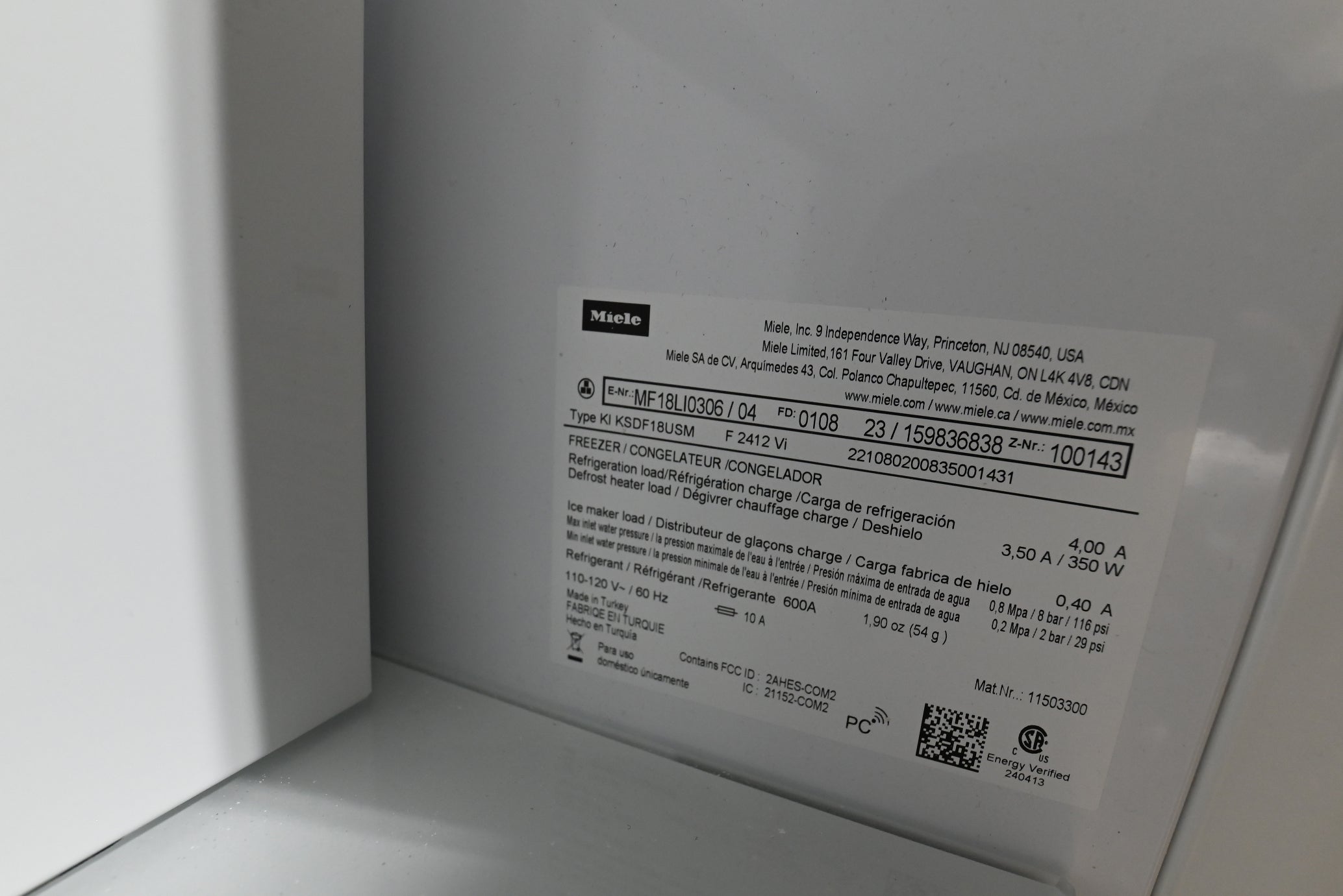 Miele F 2412 Vi 18" Stainless Steel Paneled All Freezer Column