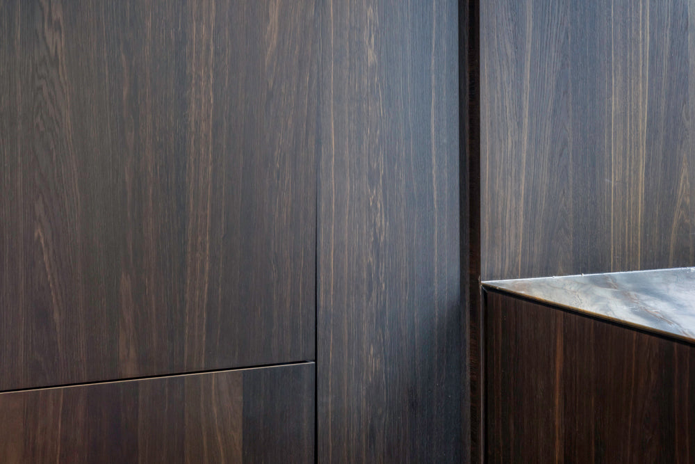 minotticucine Modern Classic Dark Brown Kitchen with Stone Countertops