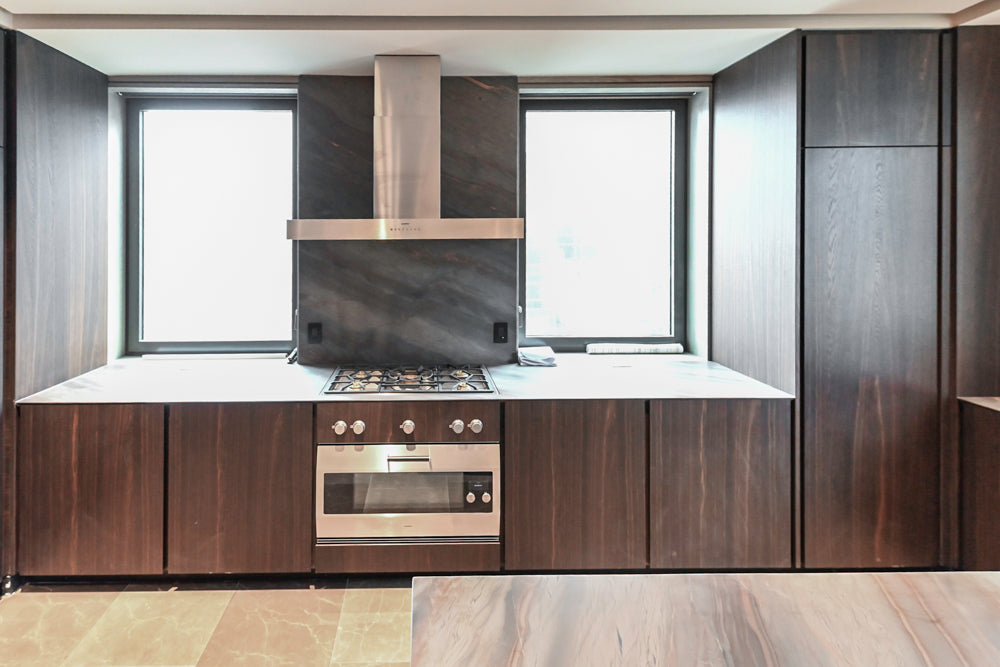 minotticucine Modern Classic Dark Brown Kitchen with Stone Countertops