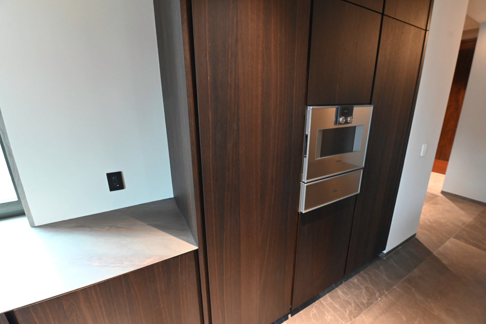 minotticucine Modern Classic Dark Brown Kitchen with Stone Countertops