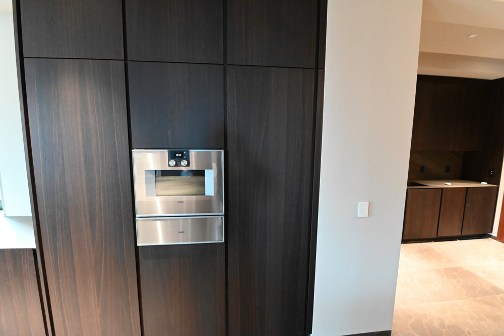 minotticucine Modern Classic Dark Brown Kitchen with Stone Countertops