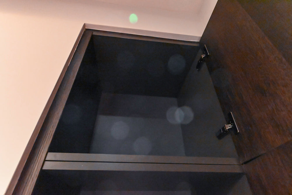 minotticucine Modern Classic Brown Butler's Pantry with Stone Countertops and Gaggenau Wine Cooler