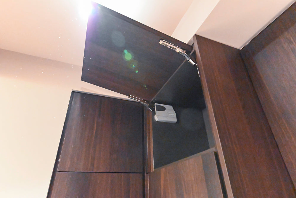 minotticucine Modern Classic Brown Butler's Pantry with Stone Countertops and Gaggenau Wine Cooler