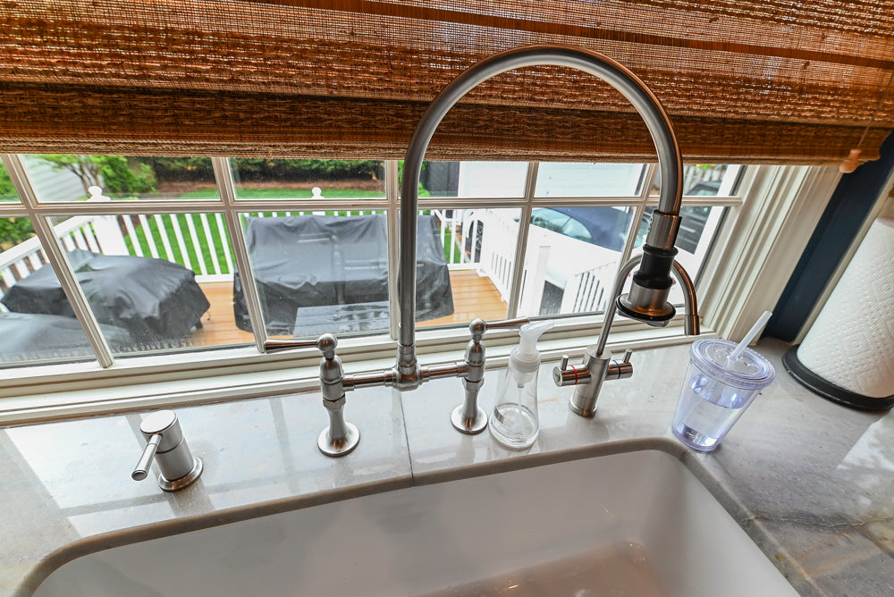 Plain & Fancy Traditional Wooden Kitchen with Island, Quartz Countertops & Appliances
