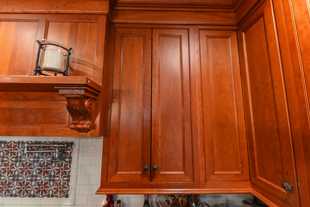 Plain & Fancy Traditional Wooden Kitchen with Island, Quartz Countertops & Appliances