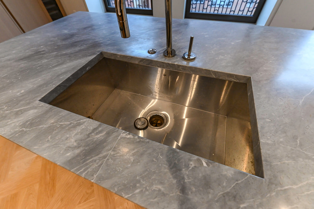 Molteni & C Dada Modern White Oak Kitchen with Marble Countertops & Gaggenau Appliances