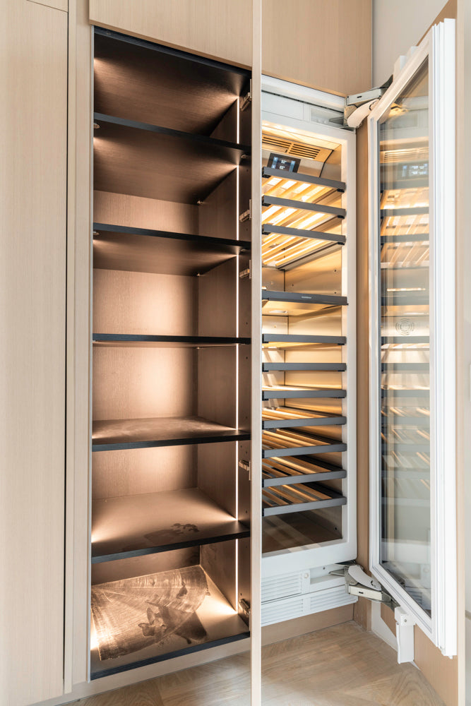 Molteni & C Dada Modern White Oak Kitchen with Marble Countertops & Gaggenau Appliances