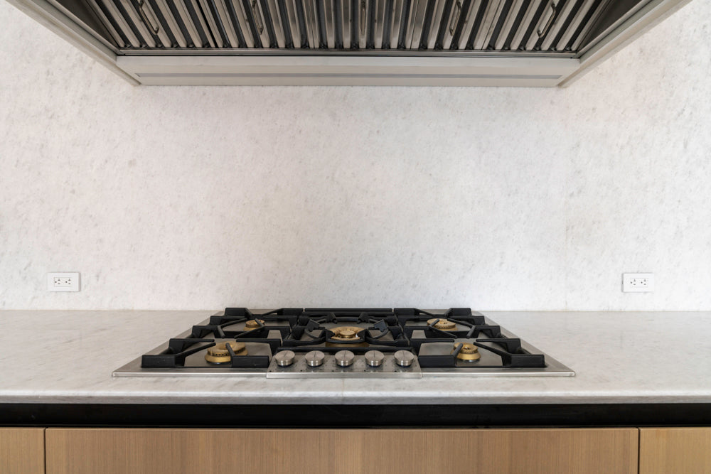 Molteni & C Dada Modern White Oak Kitchen with Marble Countertops & Gaggenau Appliances