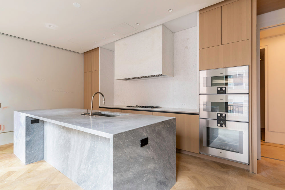 Molteni & C Dada Modern White Oak Kitchen with Marble Countertops & Gaggenau Appliances