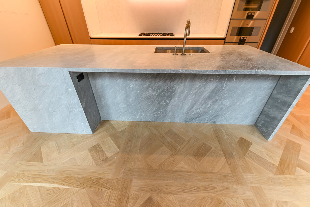 Molteni & C Dada Modern White Oak Kitchen with Marble Countertops & Gaggenau Appliances