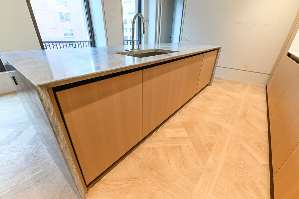Molteni & C Dada Modern White Oak Kitchen with Marble Countertops & Gaggenau Appliances