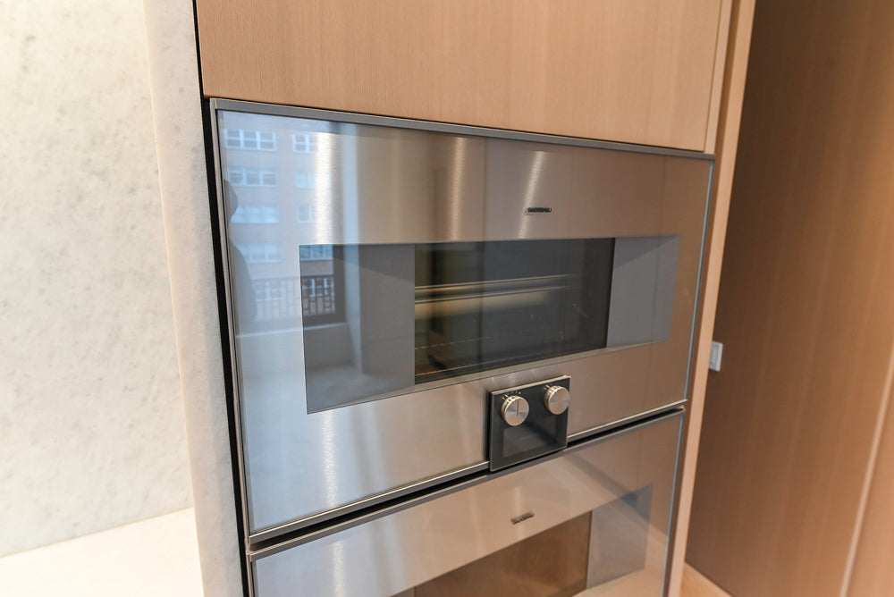 Molteni & C Dada Modern White Oak Kitchen with Marble Countertops & Gaggenau Appliances