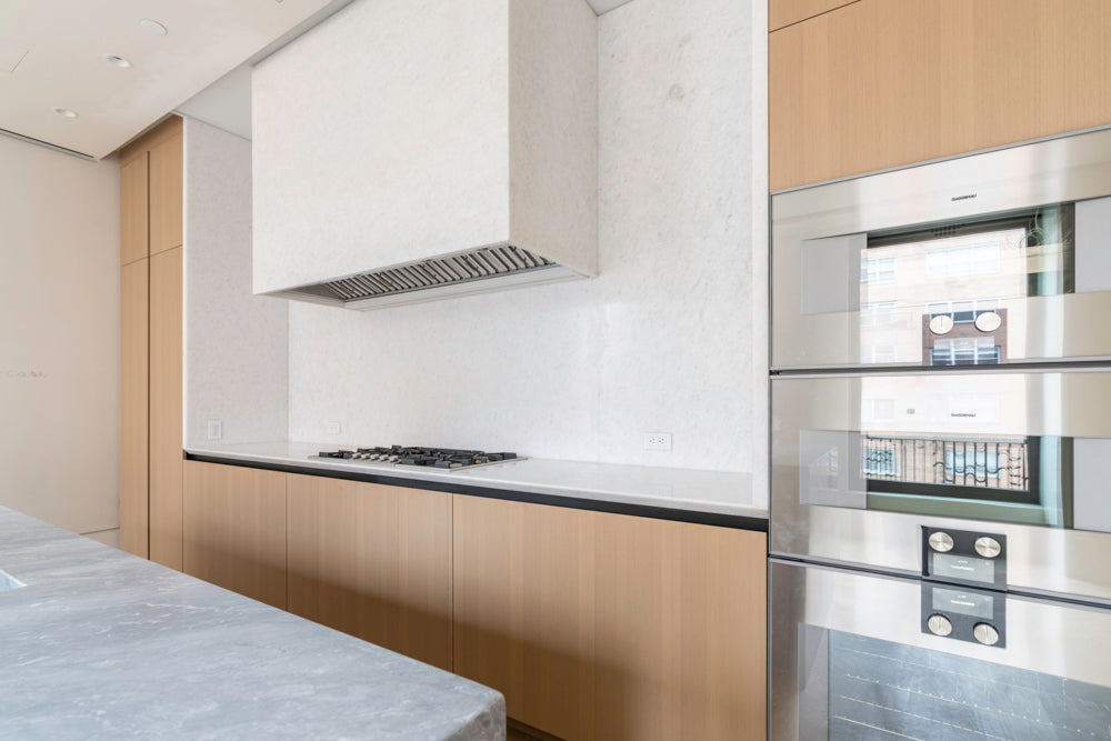 Molteni & C Dada Modern White Oak Kitchen with Marble Countertops & Gaggenau Appliances