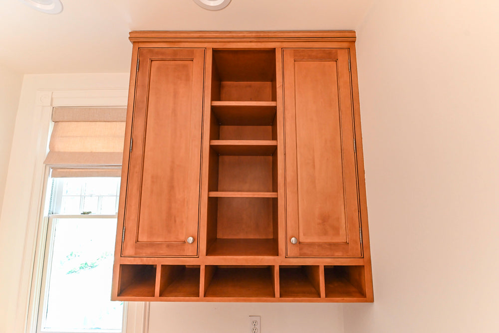 Traditional Wooden Butler's Pantry with Sub-Zero Wine Cooler & Desk Area
