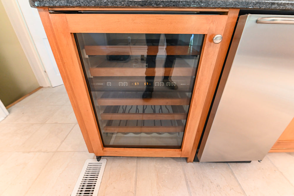 Traditional Wooden Butler's Pantry with Sub-Zero Wine Cooler & Desk Area