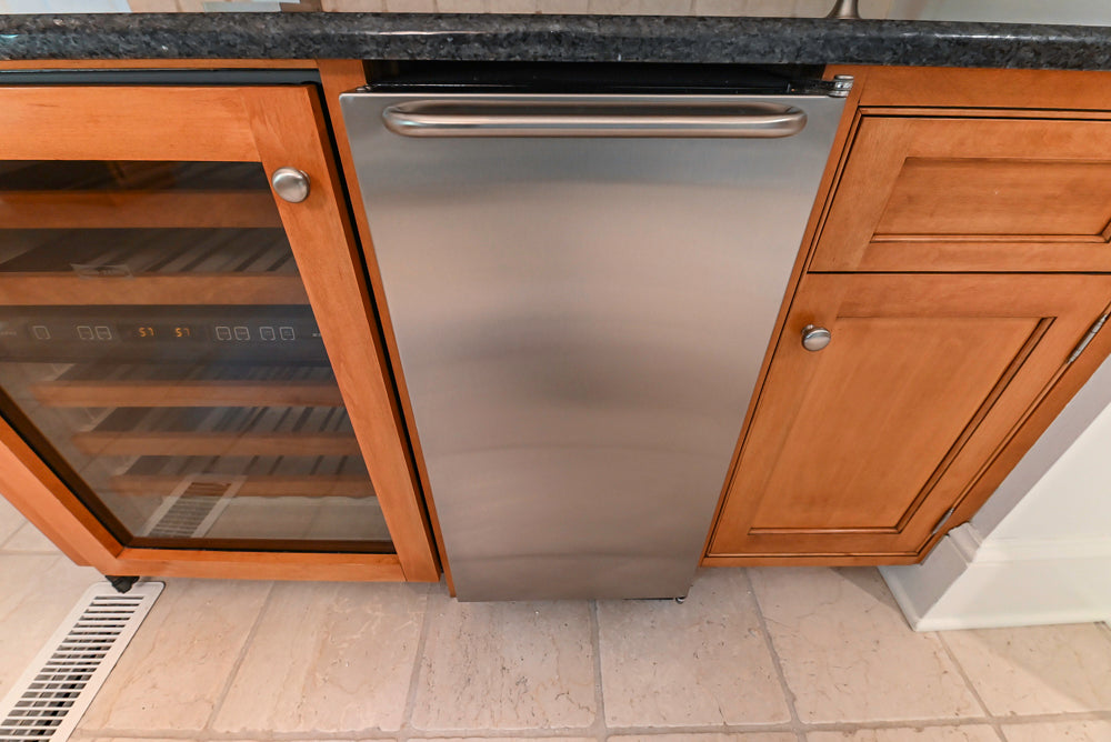 Traditional Wooden Butler's Pantry with Sub-Zero Wine Cooler & Desk Area