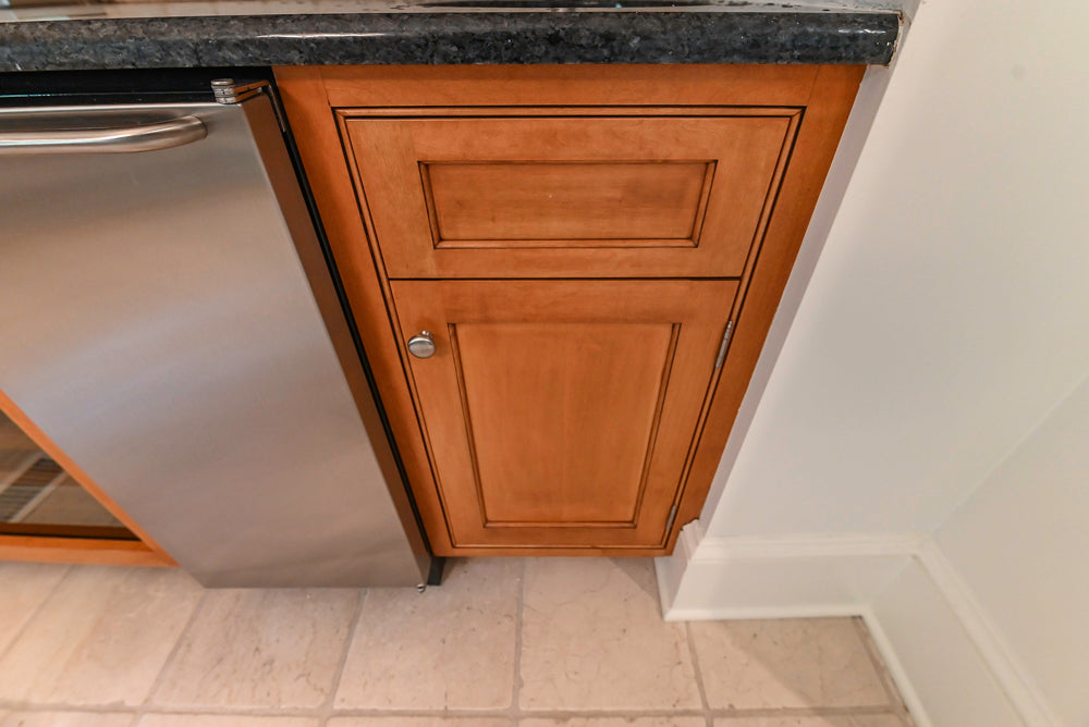 Traditional Wooden Butler's Pantry with Sub-Zero Wine Cooler & Desk Area