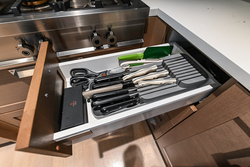 Stevali Brown Oak Transitional Kitchen with Stone Countertops and Luxe Appliances