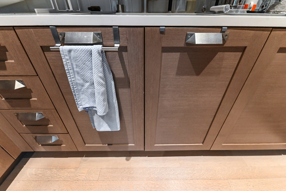 Stevali Brown Oak Transitional Kitchen with Stone Countertops and Luxe Appliances