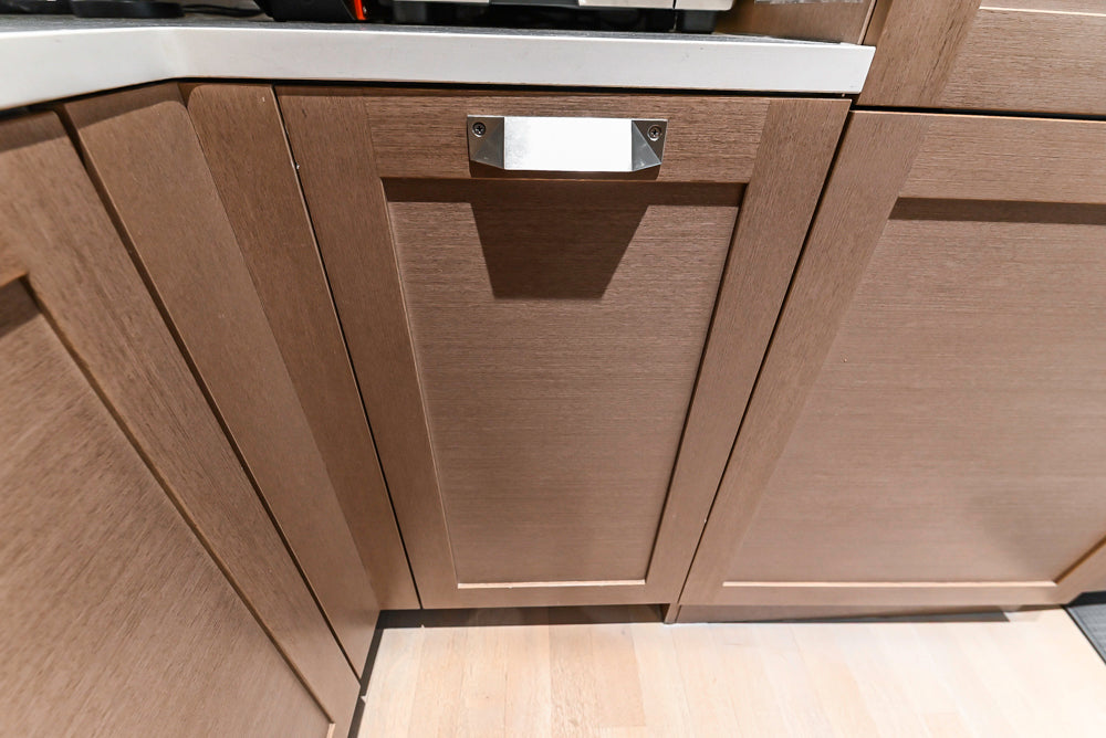 Stevali Brown Oak Transitional Kitchen with Stone Countertops and Luxe Appliances