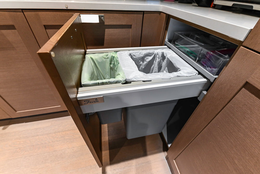 Stevali Brown Oak Transitional Kitchen with Stone Countertops and Luxe Appliances