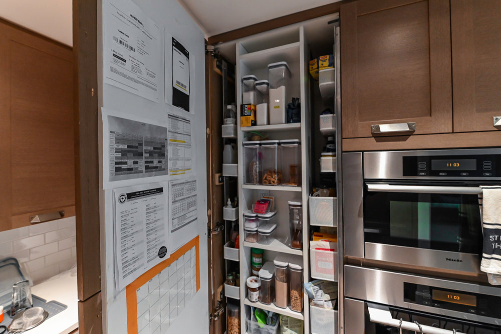 Stevali Brown Oak Transitional Kitchen with Stone Countertops and Luxe Appliances