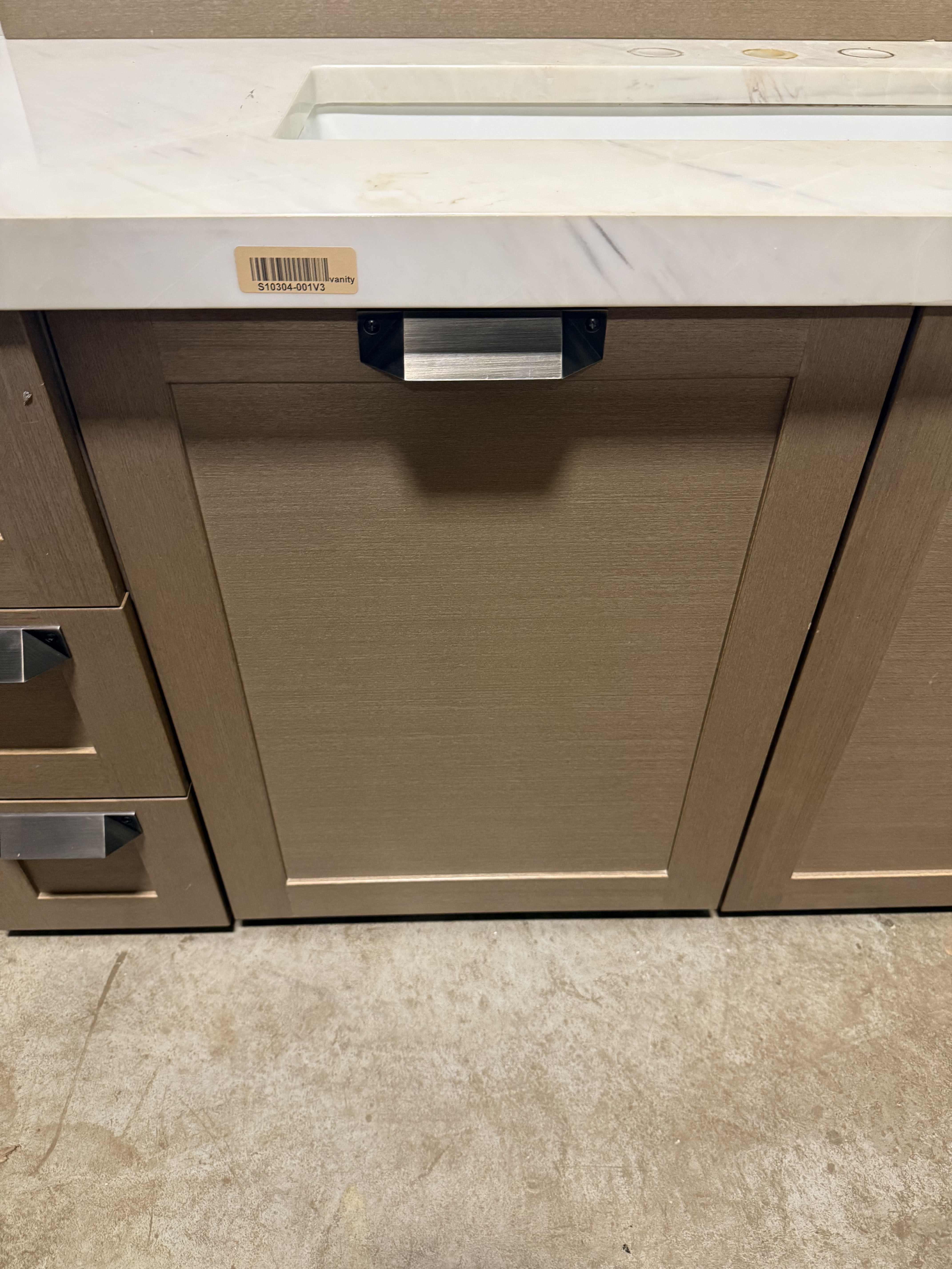 Stevali 66" Modern Natural Wood Single Vanity with White Marble Top and Sink