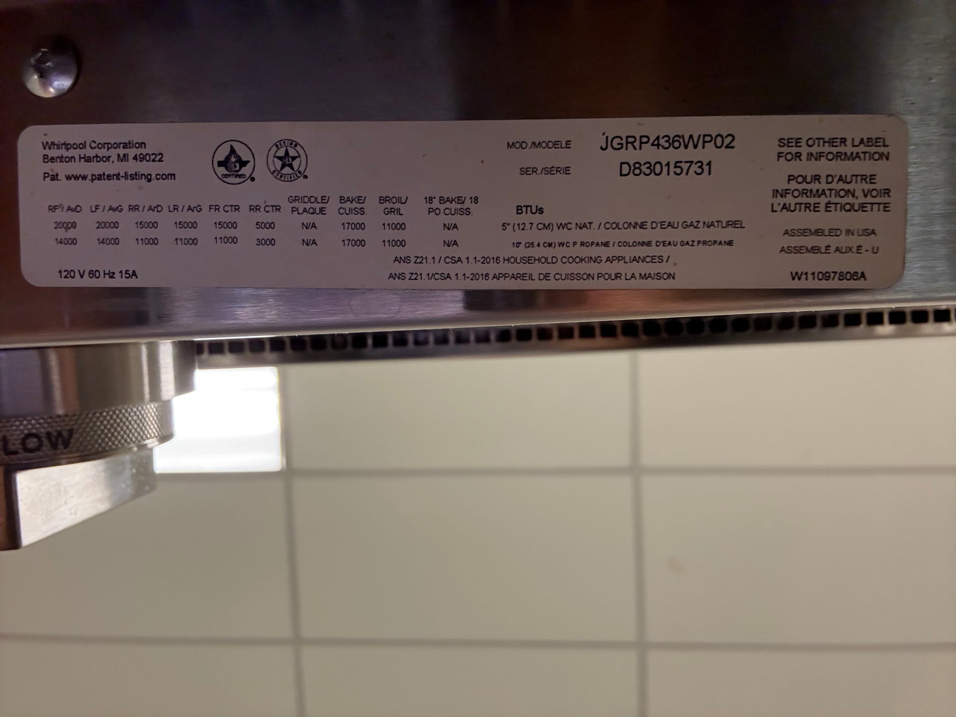 JennAir JGRP436WP 36" Stainless Steel Freestanding Gas Range, Pre-Owned