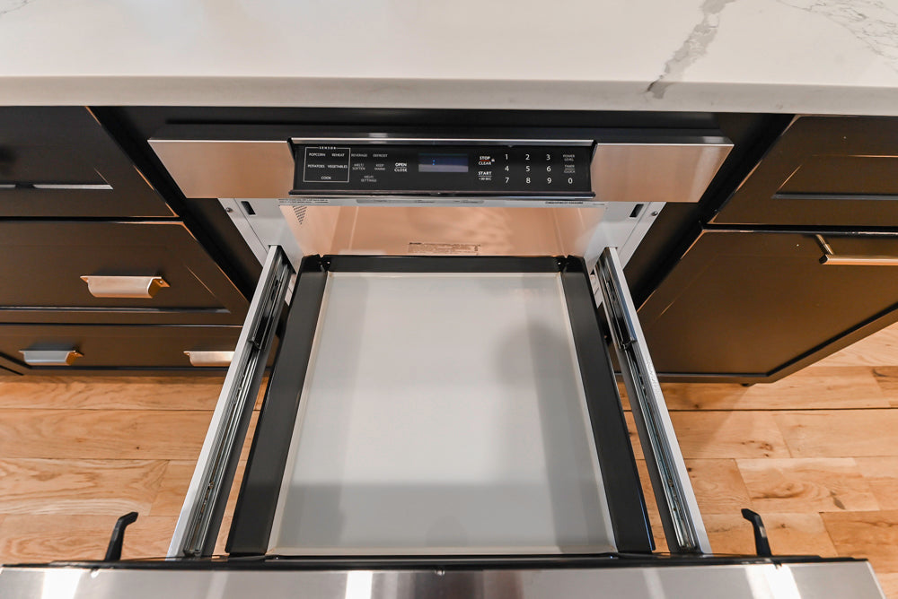 St. Martin Transitional White Kitchen with Island, White Quartz Countertops & JennAir Appliances