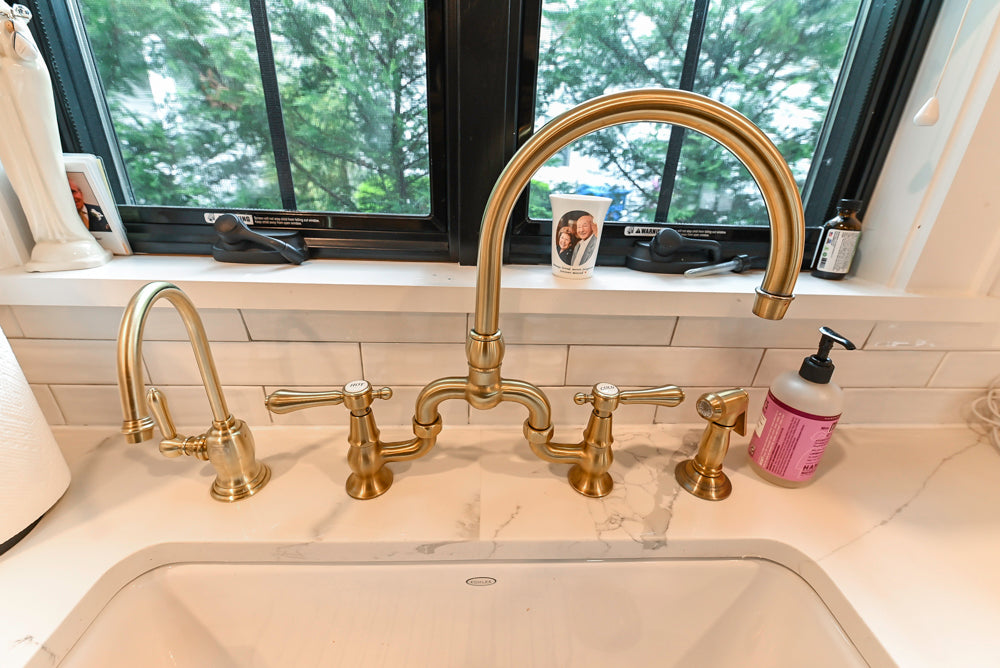 St. Martin Transitional White Kitchen with Island, White Quartz Countertops & JennAir Appliances