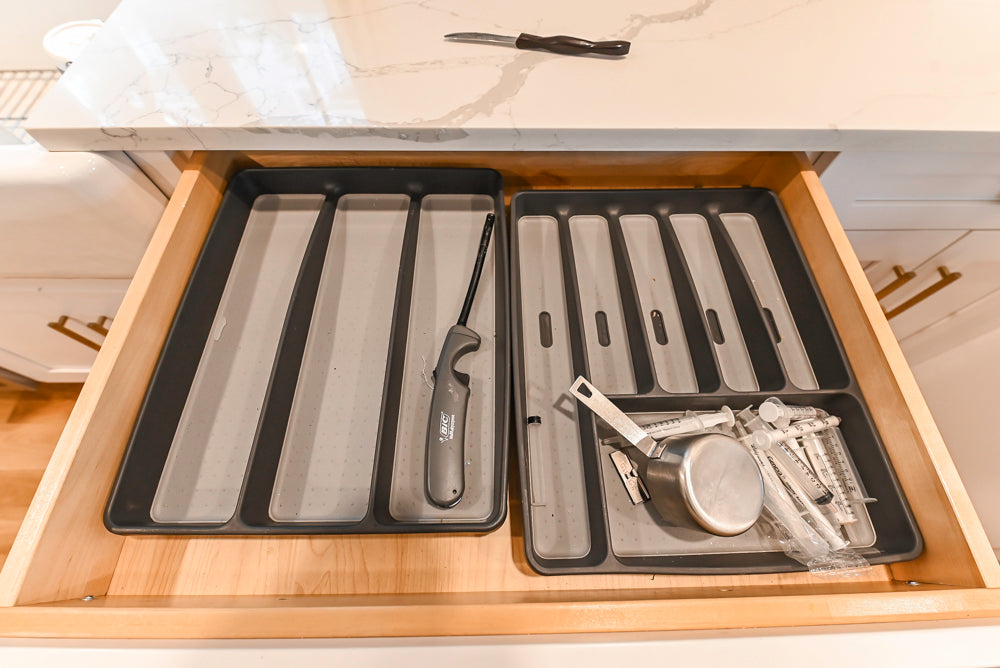 St. Martin Transitional White Kitchen with Island, White Quartz Countertops & JennAir Appliances