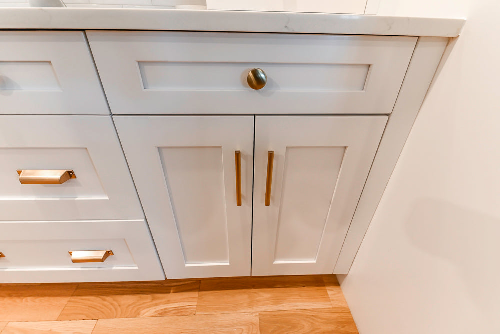 St. Martin Transitional White Kitchen with Island, White Quartz Countertops & JennAir Appliances