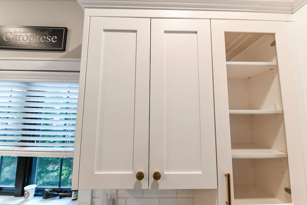 St. Martin Transitional White Kitchen with Island, White Quartz Countertops & JennAir Appliances