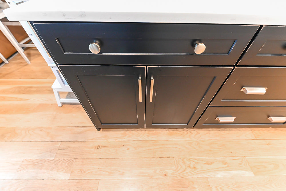 St. Martin Transitional White Kitchen with Island, White Quartz Countertops & JennAir Appliances