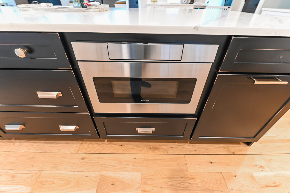 St. Martin Transitional White Kitchen with Island, White Quartz Countertops & JennAir Appliances