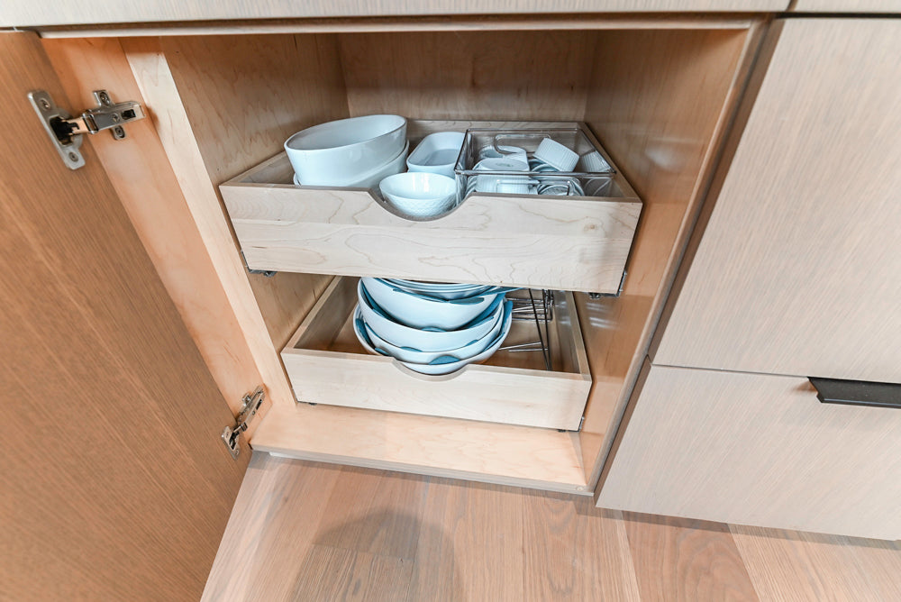 Custom Modern Two-Tone Kitchen with Marble Top Island and Sub-Zero & Wolf Appliances