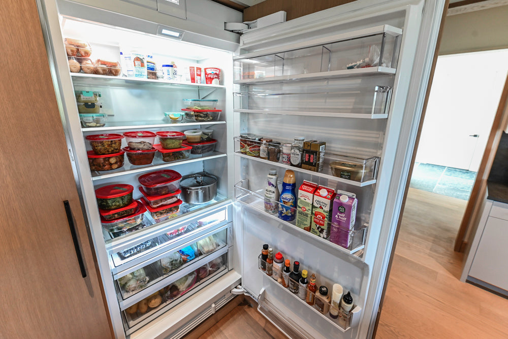 Custom Modern Two-Tone Kitchen with Marble Top Island and Sub-Zero & Wolf Appliances