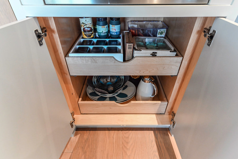 Custom Modern Two-Tone Kitchen with Marble Top Island and Sub-Zero & Wolf Appliances