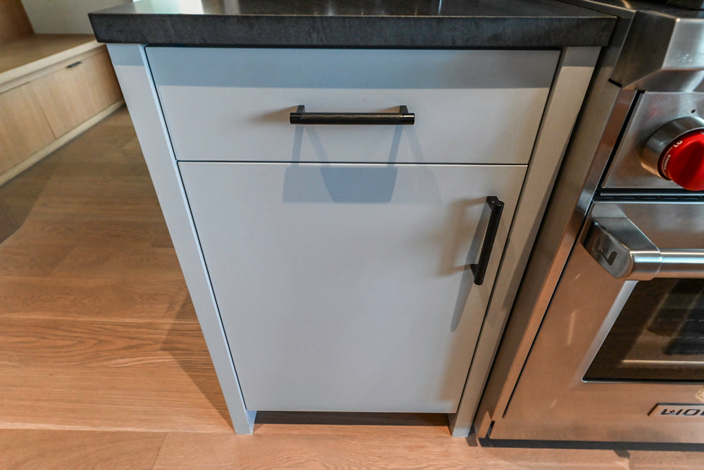 Custom Modern Two-Tone Kitchen with Marble Top Island and Sub-Zero & Wolf Appliances