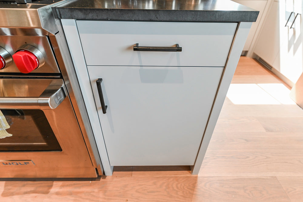 Custom Modern Two-Tone Kitchen with Marble Top Island and Sub-Zero & Wolf Appliances