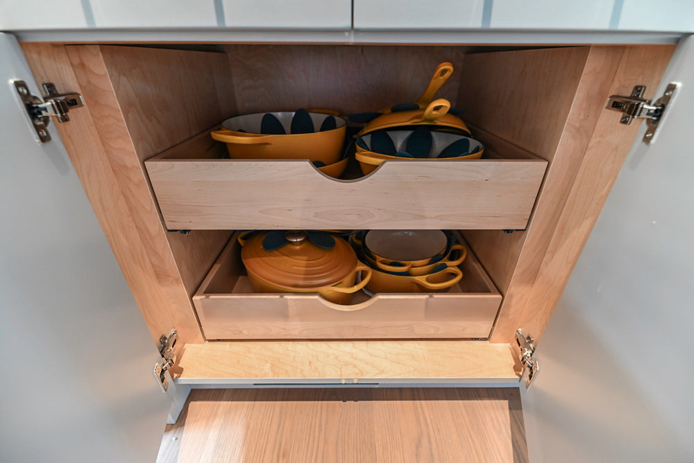 Custom Modern Two-Tone Kitchen with Marble Top Island and Sub-Zero & Wolf Appliances