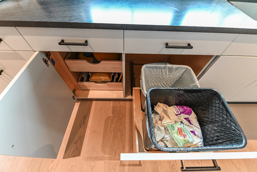 Custom Modern Two-Tone Kitchen with Marble Top Island and Sub-Zero & Wolf Appliances