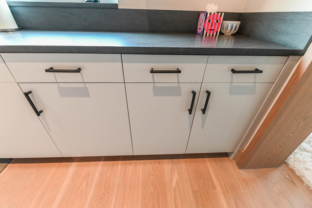 Custom Modern Two-Tone Kitchen with Marble Top Island and Sub-Zero & Wolf Appliances