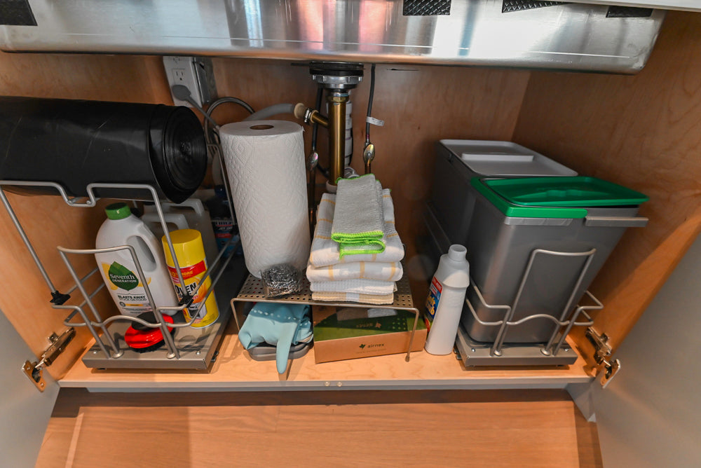 Custom Modern White Butler's Pantry with Stone Countertops & Sink