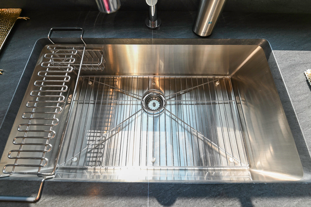 Custom Modern White Butler's Pantry with Stone Countertops & Sink