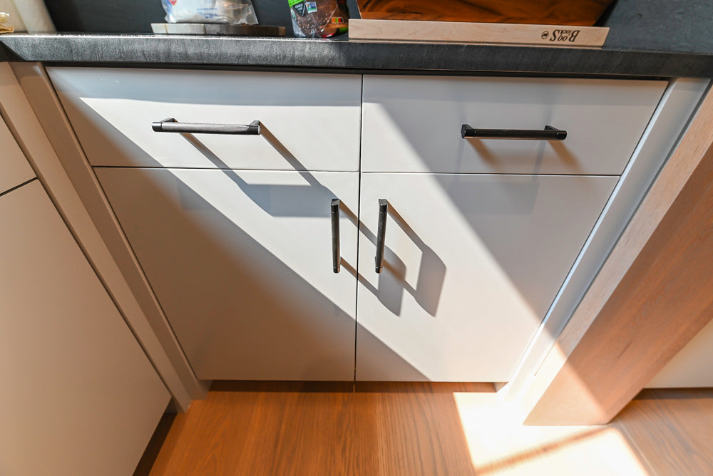 Custom Modern White Butler's Pantry with Stone Countertops & Sink