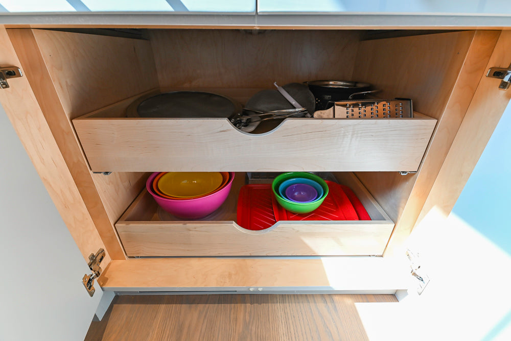 Custom Modern White Butler's Pantry with Stone Countertops & Sink