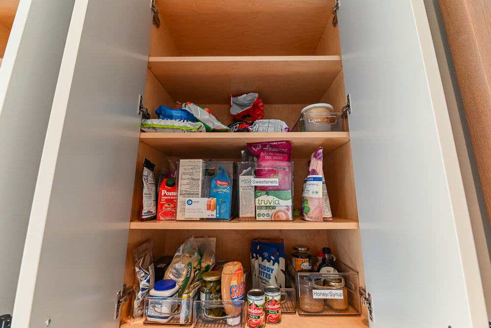 Custom Modern White Butler's Pantry with Stone Countertops & Sink