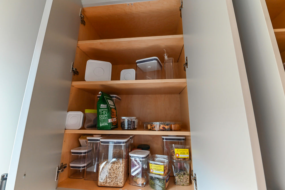 Custom Modern White Butler's Pantry with Stone Countertops & Sink